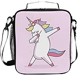 Unicorn Lunch Box Pink Dabbing Unicorn Insulated Lunch Bag Reusable Cooler Meal Prep Bags Lunch Tote with Shoulder Strap for School Kids Girls Teens