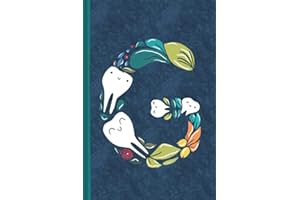 Dental Gifts-Letter G with Teeth and Tree Leaves Notebook Blank Lined Journal by Happimola