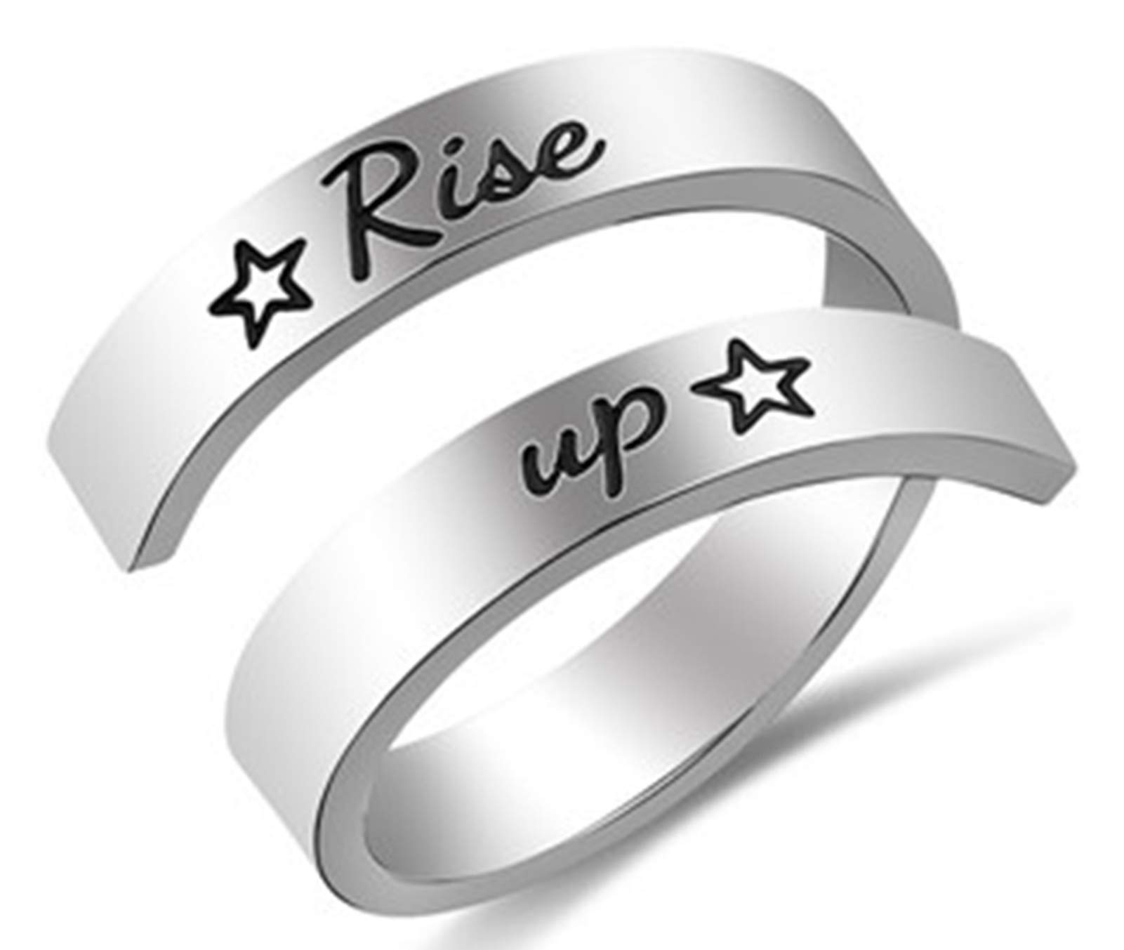 Adjustable Rings for Women/Men,Kucheed Inspirational Engraved Ring Jewelry ,Stainless Steel Spiral Wrap Twist Ring,Birthday Graduation Gifts for Girls Boys