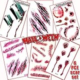 The Wolf Moon Body Scar Tattoo Temporary Stickers for Cos Play, Partys or Halloween Family Mega Pack Set of 6 Sheets