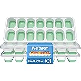 Ice Cube Tray with Lid, 3 Pack Silicone Easy-Release Ice Trays for Freezer, Stackable Ice Cube Molds for Drinks, Cocktails, Whiskey, Coffee - BPA-Free and Odor-Free,Ice Cube Trays for Freezer