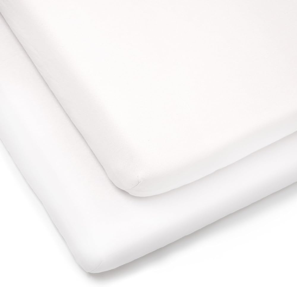 Clair de Lune 2 Pack Fitted Jersey Cotton Cot Bed Sheets 70x140cm White
