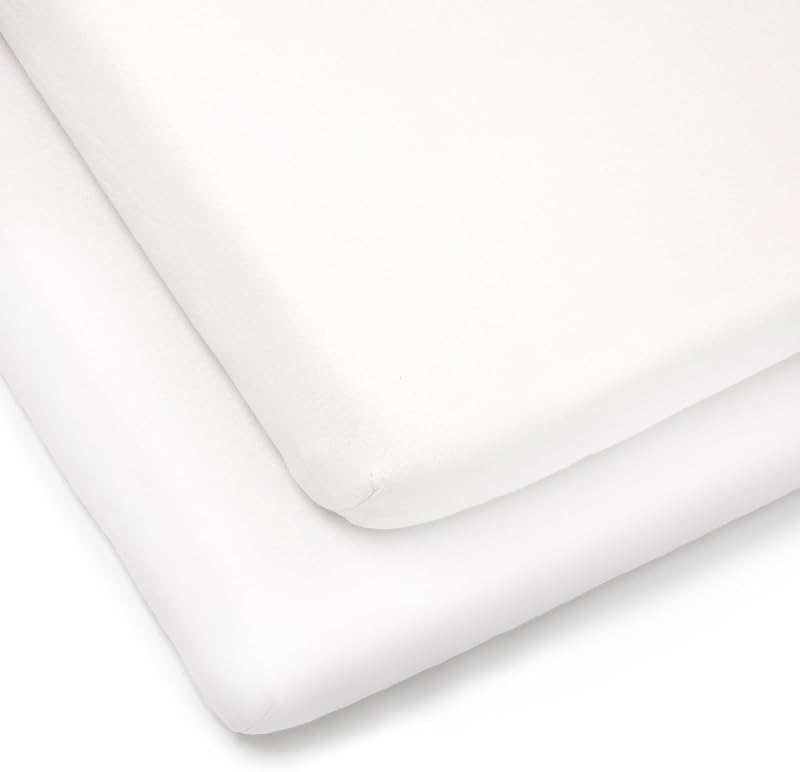 Clair de Lune 2 Pack Fitted Jersey Cotton Cot Bed Sheets 70x140cm White