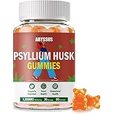 ABYSSUS Psyllium Gummies – Psyllium Husk Fiber Supplement 1500mg for Digestive Health, Sugar Free Chewable Bloating Relief & Regularity, Peach, 60 Count