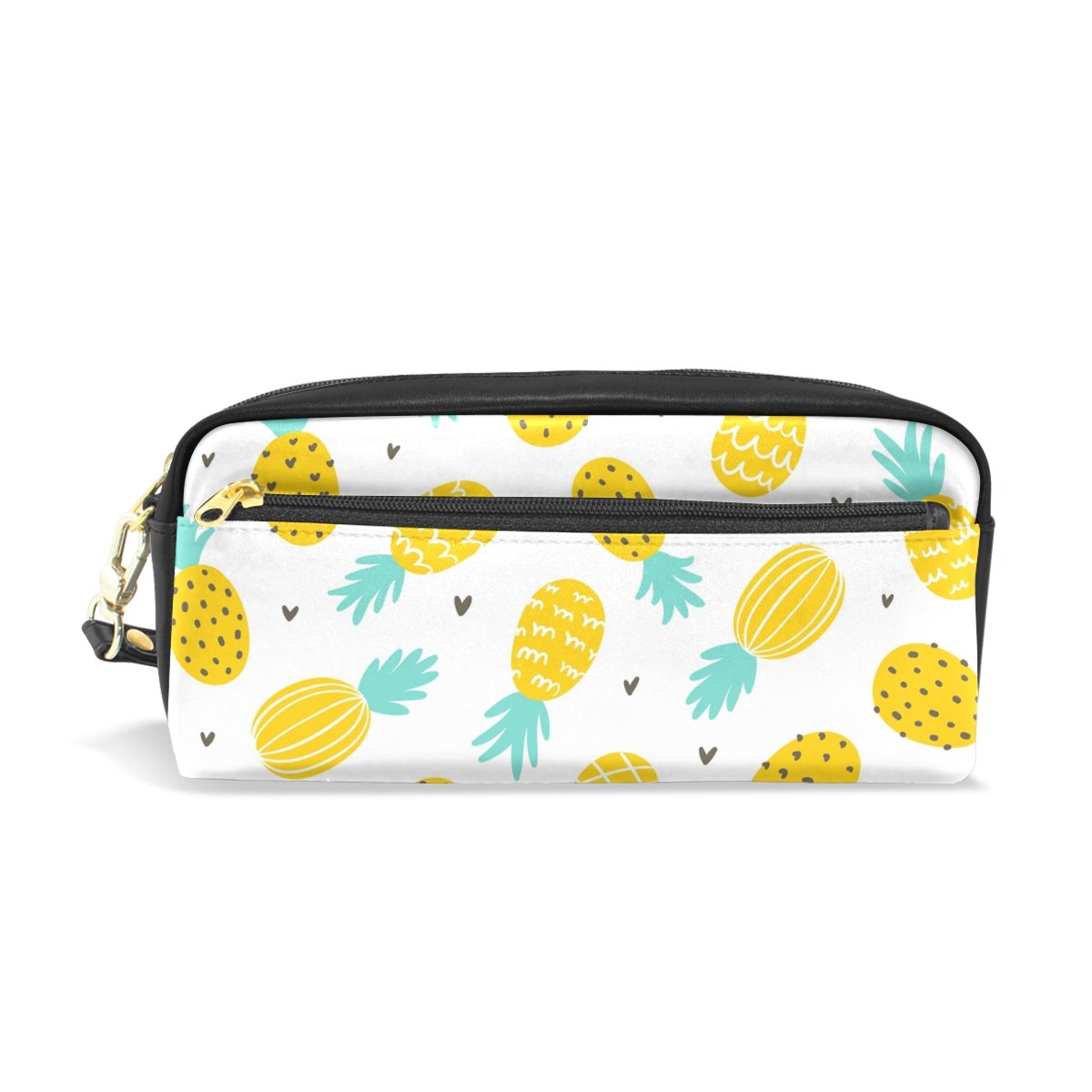 Pencil Case with Compartments Stationery Pouch Pen and Pencil Organiser Make-up Case for Children Girls for School,Pineapple Pencil Bag