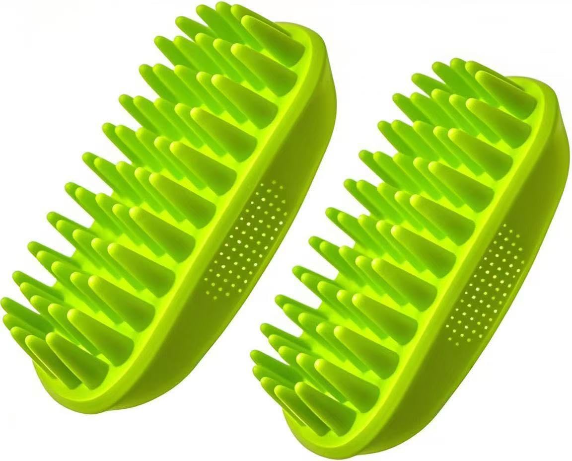 Dog Silicone Shampoo Brush, Easy to Clean Dog Massage Comb, Soft Bath Brush Brushing for Medium to Long Haired Medium Large Pets and Cats（2 Pack)