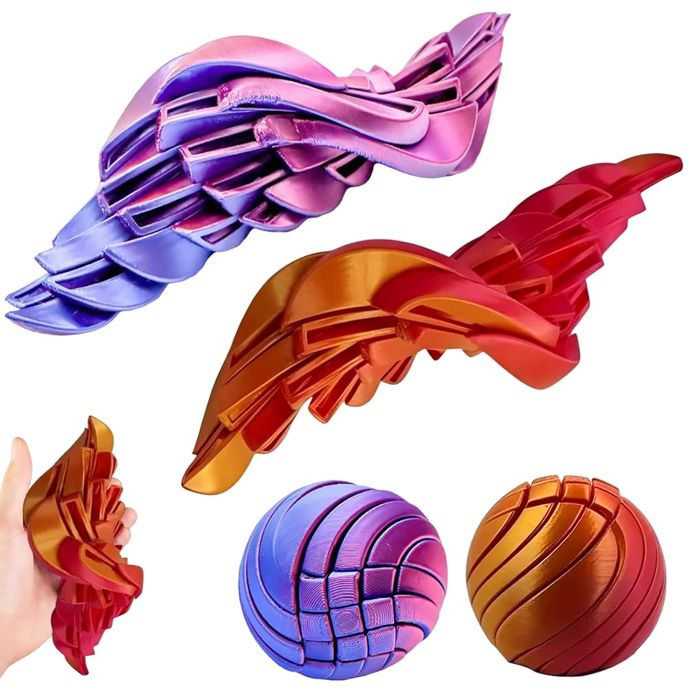 3D Printing Ball Fidget Toys, 2Pcs Gear Ball Fidget Toy Gear Sphere Fidget Toy Sensation Stress Relief Balls Twistable Desk Toy Unique Birthday for Teen Boys & Adults