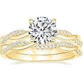 Mameloly 1.5ct Engagement Ring for Women Round CZ Wedding Bridal Ring Sets | 14K Gold Plated, Wedding Rings Set for Women, Cubic Zirconia, Dainty Wedding Band, Twisting Infinity, Pave Set