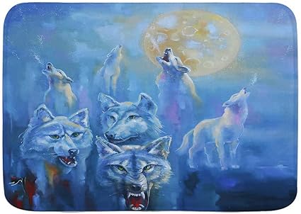 Nr Yaokuing Fussmatten Bad Teppiche Outdoor Indoor Fussmatte Ein Wolfsrudel In Der Kalten Winternacht Heult Den Mond An Klassische Badezimmer Dekor Teppich Badematte Amazon De Kuche Haushalt