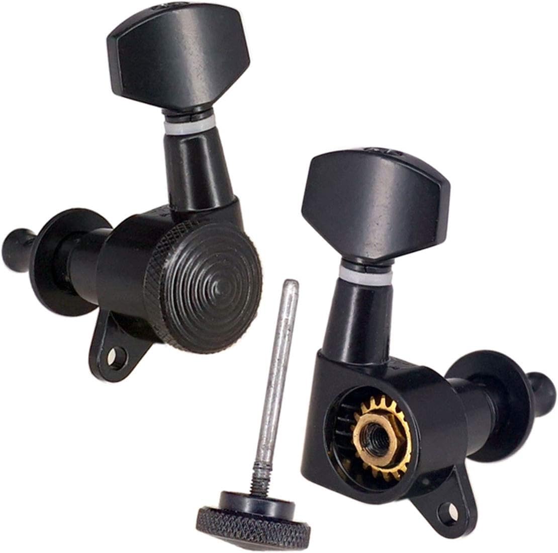 Vencetmat 3L3R Locking Guitar Tuning Pegs for Electric & Acoustic Guitar - Black