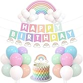 Bessmoso Pastel Rainbow Birthday Decorations Include Happy Birthday Banner Rainbow Bridge Balloons Cake Topper Rainbow Party Decorations Party Supplies for Adults Girls Boys