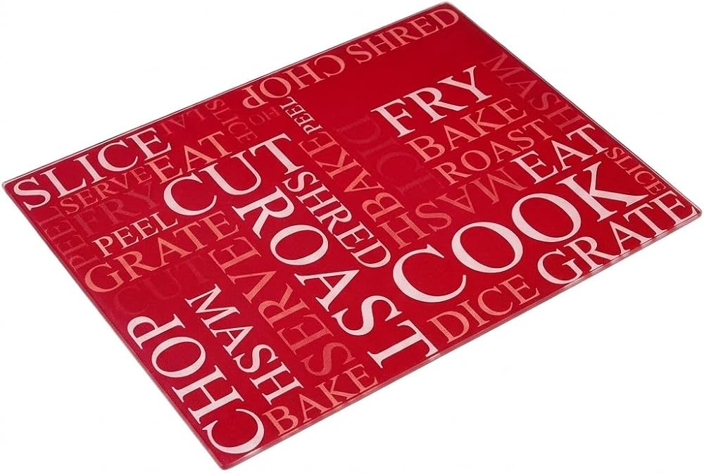 Acense Tempered Glass Worktop Saver 40x30 cm Red with White Writing