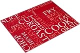 Acense Tempered Glass Worktop Saver 40x30 cm Red with White Writing
