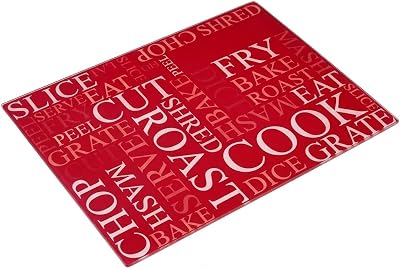 Acense Tempered Glass Worktop Saver 40x30 cm Red with White Writing