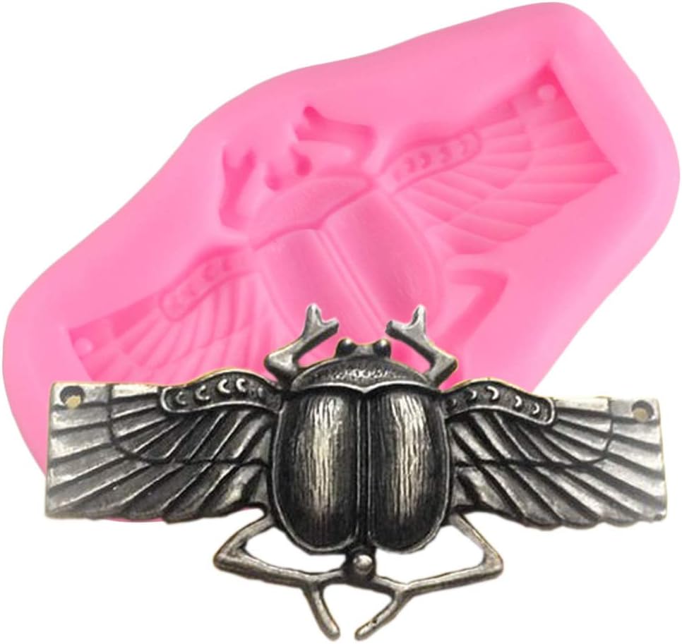 3D Scarab Beetle Insect Silicone Mold for DIY Chocolate Ice Cube Gum Paste Soap Mould Fondant Mold Jelly Shots Candy Cupcake Cake Topper Decoration Crystal Handmade Ice Cream Desserts Pudding