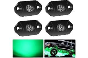 4WDKING Green LED Rock Lights, 4 Pods IP68 Waterproof Underbody Glow Trail Rig Lamp LED Neon Lights for Truck Jeep Off Road Truck Car Boat ATV SUV Motorcycle