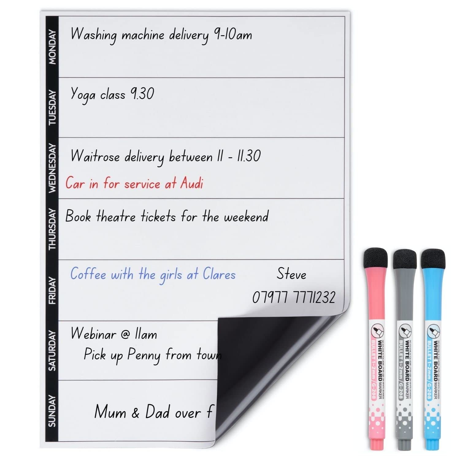 Magnetic Innovations A4 Fridge Weekly Planner Whiteboard, Ideal for Notes, Meal Planning and Reminders