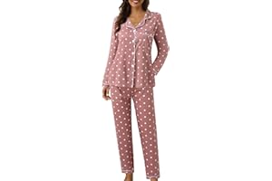 Pajama Sets for Women 2 Piece Long Sleeve Cute Sleepwear Button Loungewear Soft Pj Set Long Pants