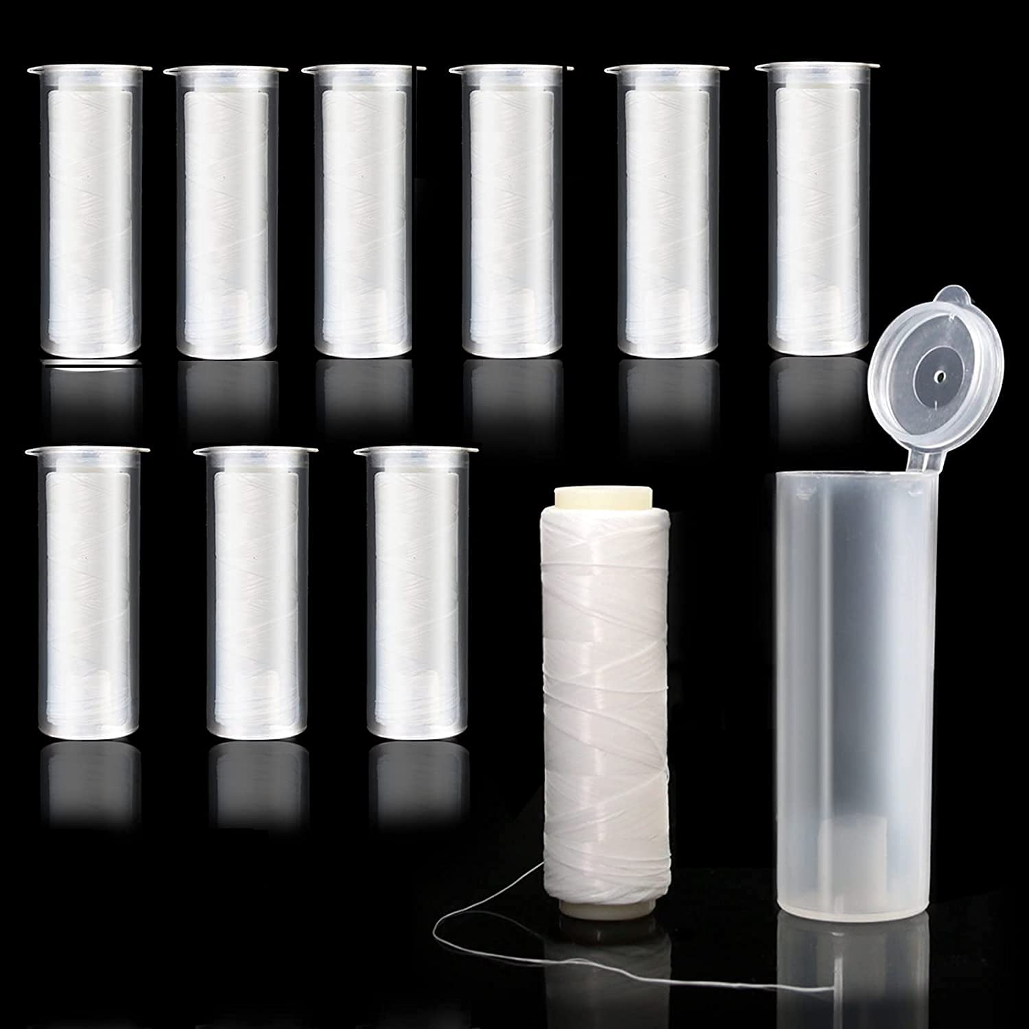 Maxcatch 10Pcs 0.2mm/0.25mm Polyester Fishing Bait Elastic Thread Invisible Sea Fishing Bait Tying Line (Dia. 0.2mm, 656ft/Spool (10pcs))