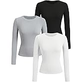 SOLY HUX Girl's Long Sleeve T-Shirts 3 Packs Basic Tops Crew Neck Fitted Tees Fall Clothes