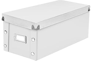 Snap-N-Store DVD Storage Box - Pack of 1 - Durable 6 x 8.2 x 16.5 Inch Movie Organizer - Disc Holder with Lid to Store up to 26 DVD Cases - White