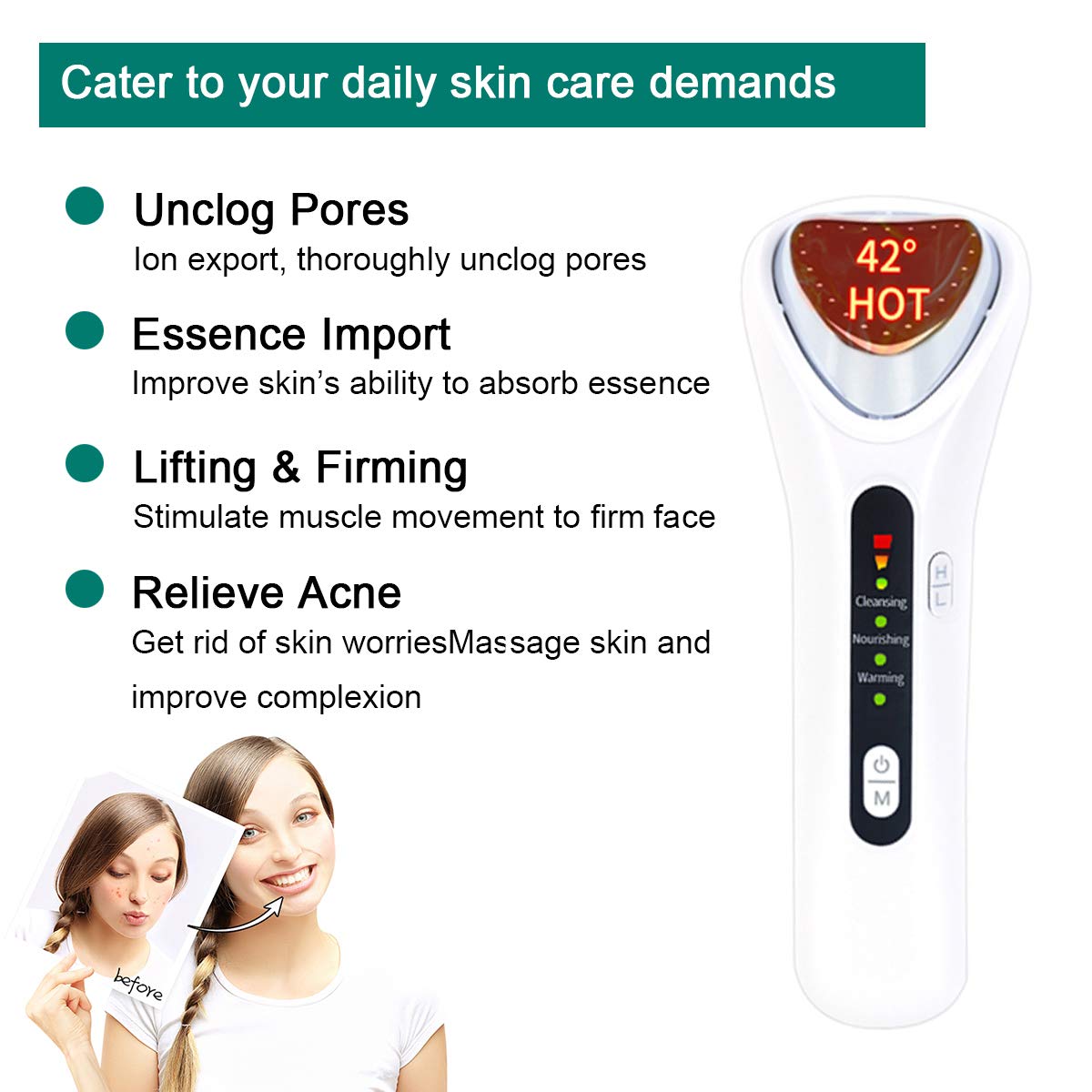 FPKOMD Face Massager Vibration Hot Deep Nourishing Skin Care Facial Massage Device for Wrinkles Removal Firming Lifting Refreshing Deep Cleansing and Anti-aging: Beauty