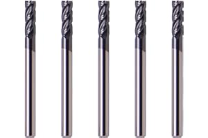 LU&MN End Mills, Carbide Square Mill Bits Sets for Milling Alloy Steels, Hardened Steel, Metal & More, Ideal for DIYers and Professionals, 4T, 4 Flute (5, 1/8 in)