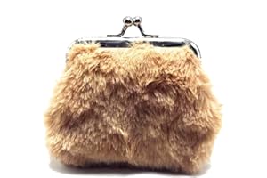 Adam Victor Brown Furry Coin Purse- Mini Clasp Pouch Key Bags Money Bag/Wallet, Downy Bag Gifts for Girls Kids Purses Wallets Party Favors(Brown)