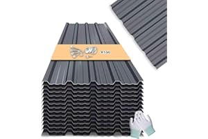 ZUPPOLMA Metal Roofing Panels - 20 Pcs Waterproof Heavy Duty Metal Roof Panels Galvanized Steel Corrugated Tin Roof Panel for Carports Tool Sheds Patio Porch Pergola, Easy to Install Grey, 42.52x17.7in