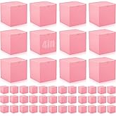 Zhehao 48 Pack Pink Gift Boxes Small Cardboard Gift Boxes with Lids Bulk 4 x 4 x 4 Inch Square Kraft Cube Paper Box Assemble for Candles Wedding Presents Easy Birthday