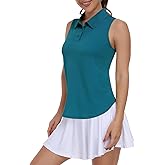 Sicnebee Women Golf Shirt UPF 50+ Tennis Sleeveless Collared Polo Shirt Dry Fit Racerback Workout Tank Tops