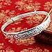 Merdia Women's 999 Solid Sterling Silver Chinese Style Luck Adjustable Bangle Bracelet for Women, Ladies and Elder | Lucky Jewelry for Women | Sterling Silver Bangle