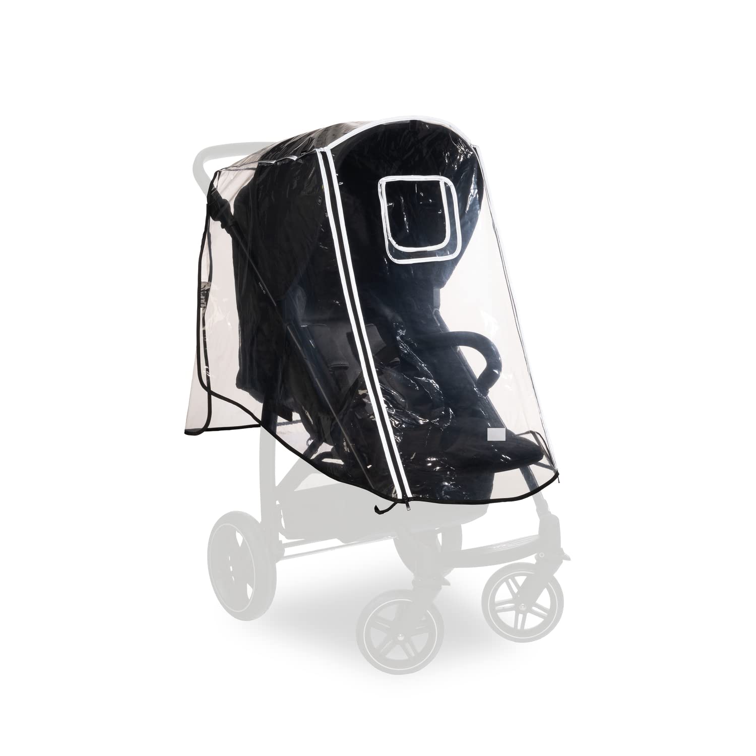 hauck Universal Pushchair Rain Cover, Transparent - Fits Most 4 Wheeled Pushchair & Stroller Seats, XL Zipper Door & Access Window, Waterproof & Durable, Reflective Trim, Adjustable & Foldable