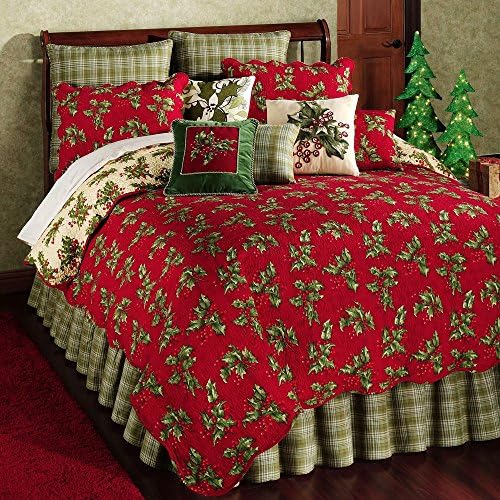 Holly Red King 6-Piece Quilt Bedding Ensemble by April Cornell