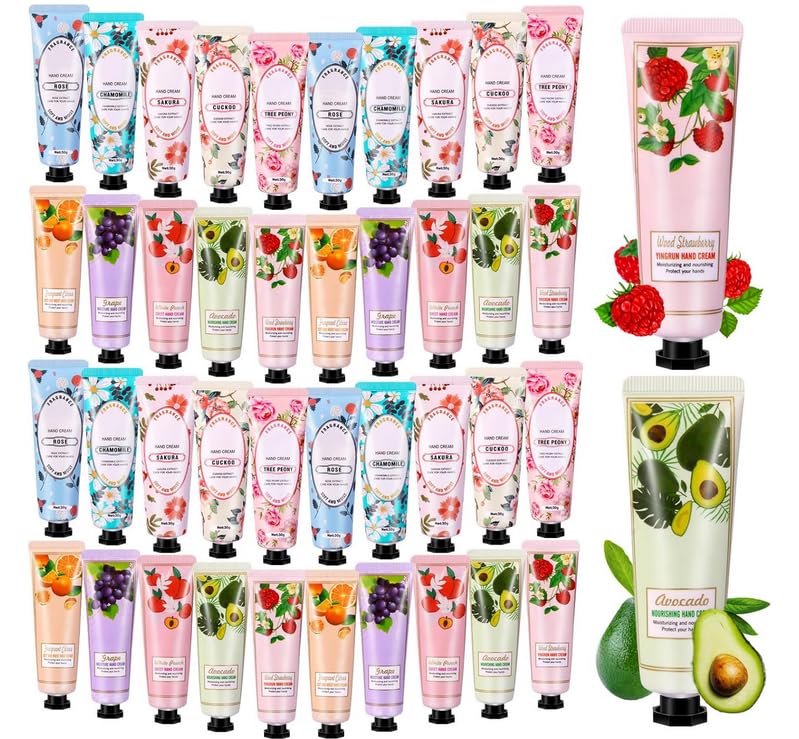 Small Hand Cream Gifts for Women - 40 Tubes of 30 ml, 10 Fragrances, Creams for Normal Hands to Dry Hands, Ideal as Guest Gifts, Wedding, Christmas