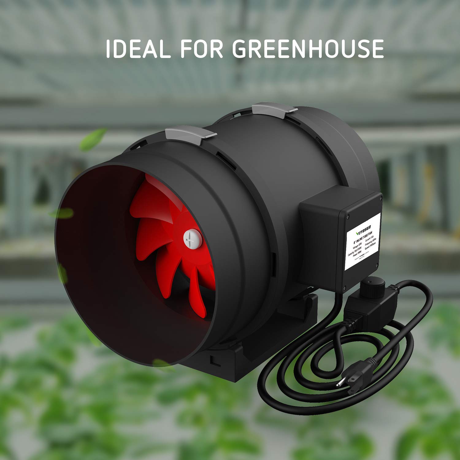 VIVOSUN 8 Inch 720 CFM Inline Duct Fan with Variable Speed Controller for Ventilation