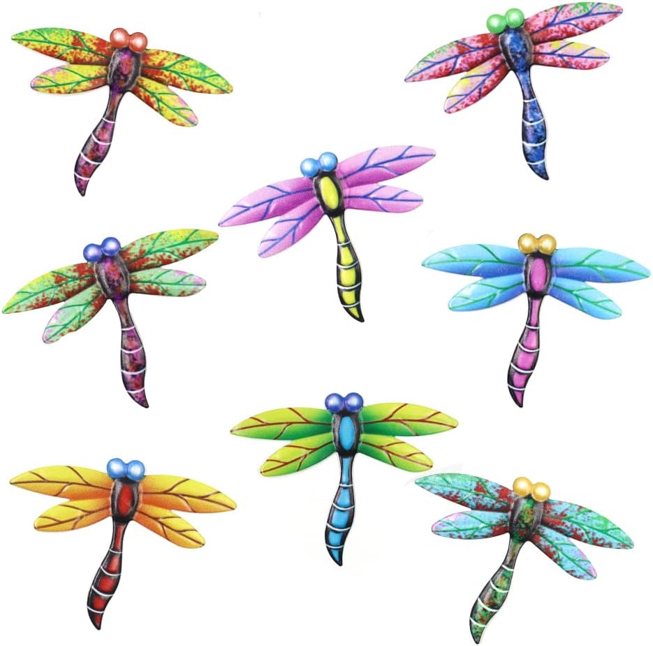 Plaques & Wall Art - Chihutown 8 Pieces Metal Dragonfly Wall Decor Outdoor, Outdoor Hanging Dragonfly Decor, Dragonfly Garden Decorations, Outdoor Art Decoration Dragonfly for Indoor or Outdoor Decor