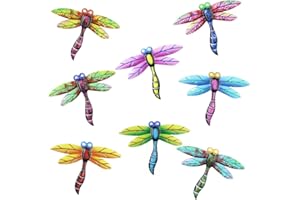 Chihutown 8 Pieces Metal Dragonfly Wall Decor Outdoor, Outdoor Hanging Dragonfly Decor, Dragonfly Garden Decorations, Outdoor