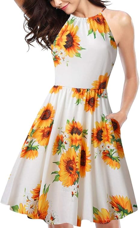 vestido rodado de girassol