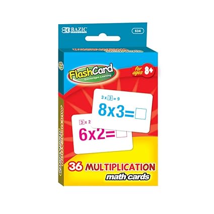 BAZIC Multiplication Flash Cards, 534-24 (36 Cards Per Pack, 24 Packs Per Box)