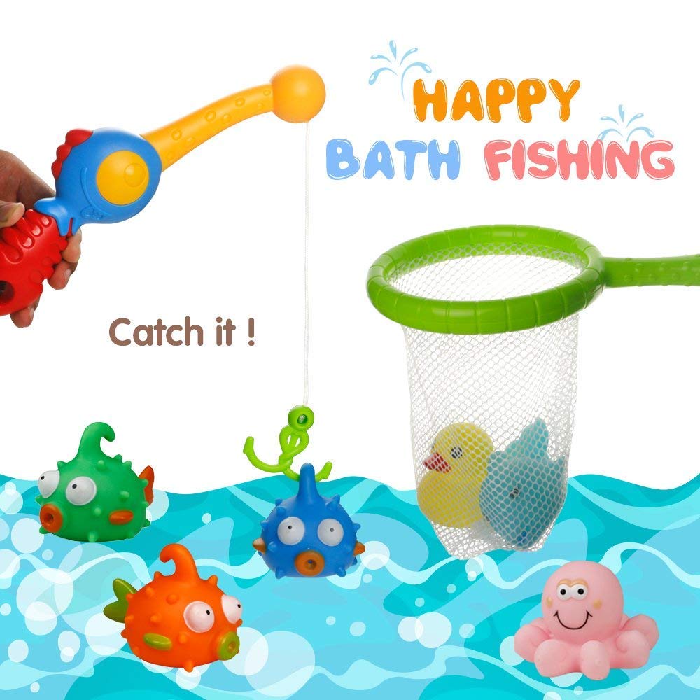 Juego de Agua Juego de pesca juguete juego flotante de pesca pescado red de pato con para 3 +