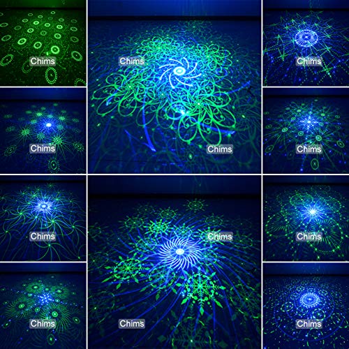 Chims DJ Laser Lights Projector Green Blue Laser with LED 40 Patterns GB Color Remote-control Decoration Lighting System for Family Party DJ Music Show Disco Bar Club Christmas (2 Lens GB 40 Patterns)