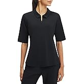 baleaf Womens Half Sleeve Golf Shirts Elbow Length Sleeve Quarter Zip Polo Tops V Neck UPF 50+ Sun Protection Workout