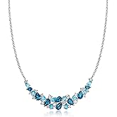 Ross-Simons 12.25 ct. t.w. London, Swiss Blue and White Topaz Collar Necklace in Sterling Silver