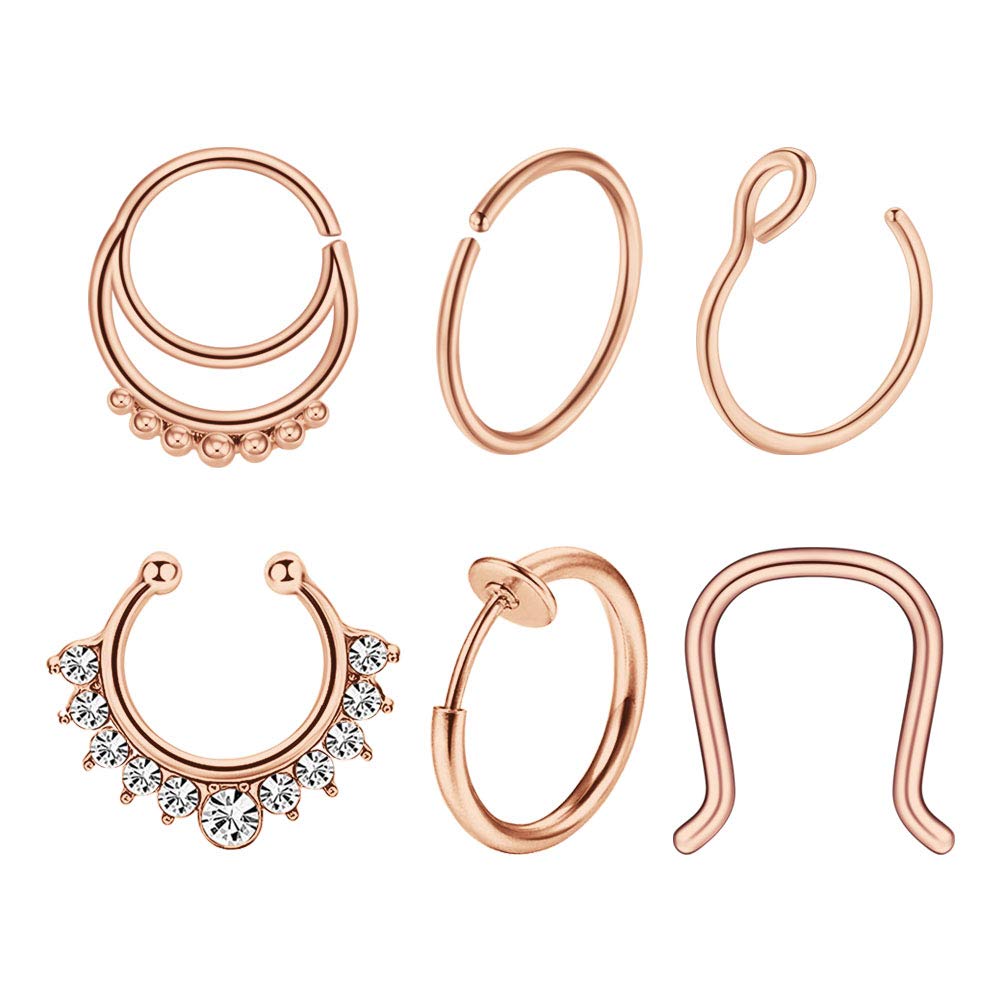 VFUN Nose Rings Stainless Steel Septum Nose Hoop Ring for Women Nostril Piercing Jewellery Nose Hoop Rings Conch Earrings