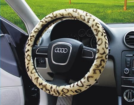 Amazon 軽自動車ハンドルカバー ヒョウ柄 かわいい ステアリング ハンドルカバー 防寒 普通車 ふわふわ カー用品 車 車用品 カーアクセサリー 内装パーツ 取り付け簡単 男性 女性 兼用 おしゃれ グッズ ベージュ ハンドルカバー 車 バイク
