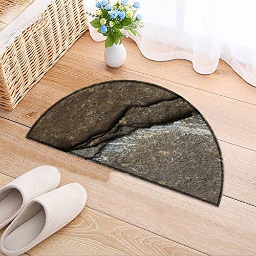 NALAHOMEQQ Entry Doormat Stonetexture Entryway Half Moon Door Mat(31.5x19.7 INCH)
