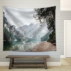 Landscape with Mountain and Lake - Fabric Wall Tapestry Home Decor - 51x60 inches