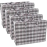 10 Pack Large Zipped Laundry Bags – Reusable, Strong, Multi-Purpose Storage – 60cm X 60cm Checked Design
