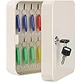 KYODOLED Key Cabinet Wall Mount, Locking Key Organizer, Key Storage Lock Box with Key, Key Management with 20 Key Hooks & Tags Key Lab，7.87" x 6.29" x 3.14" (Beige, 20 Key)